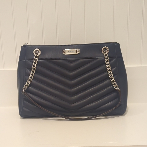 Michael Kors Handbags - #26.  Michael Kors Blue Quilted Shoulder Bag with silver chain